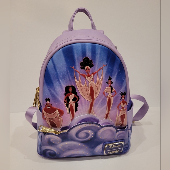 NEW Loungefly Disney Hercules Backpack Purple NWT Muses Clouds - Picture 6 of 10